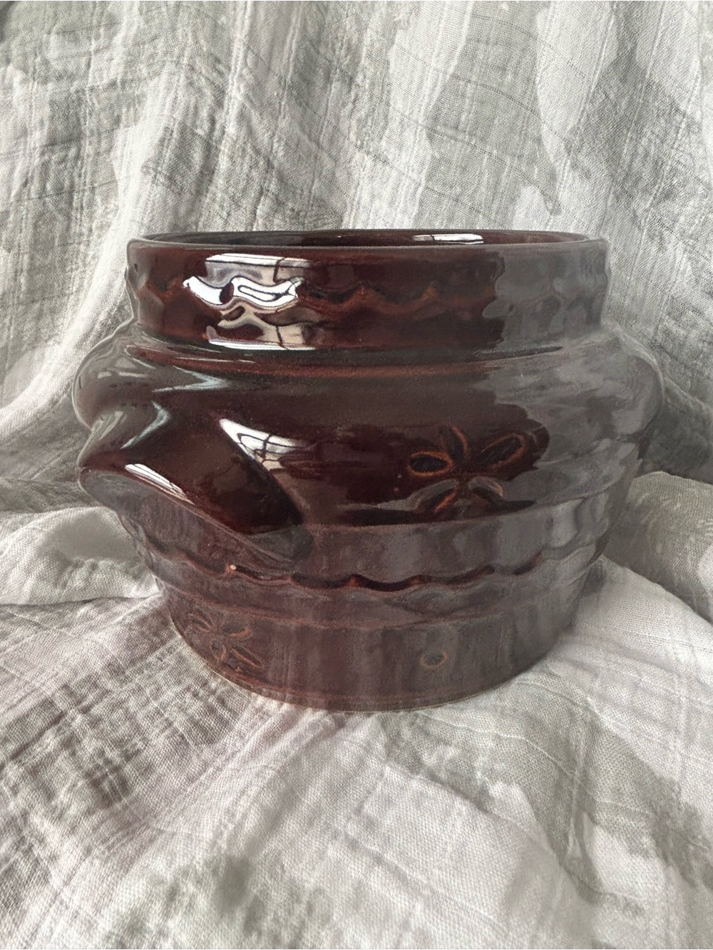 Vintage Stoneware Bean Pot